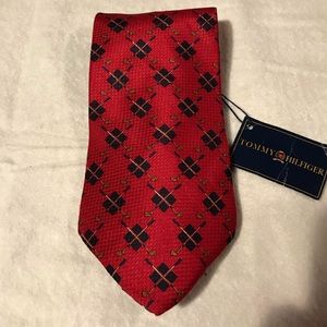 Tommy Hilfiger golf club & star print silk tie NWT